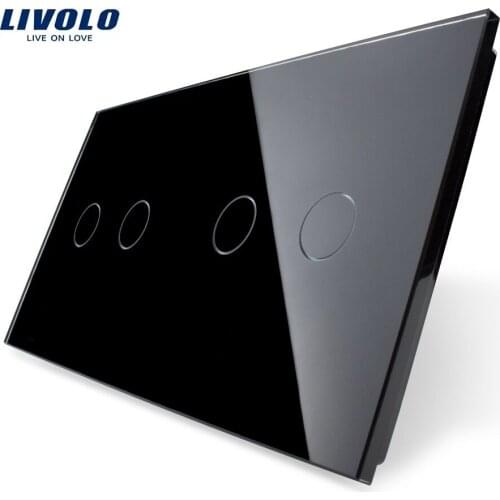 Livolo Luxury Pearl Black, 151mm*80mm, EU standard, Double Glass Panel, LUV VL-C7-C2/C2-12