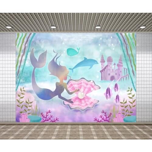 Lyavshi Little Mermaid Photography Backdrops Castle Undersea Birthday Party Photo Background Camera Photographic Backgrounds