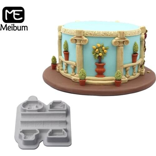 Meibum Ancient Columns Mould For Cake Decorating Fondant Silicone Molds Paste Craft Candy Dessert Baking Pastry Form
