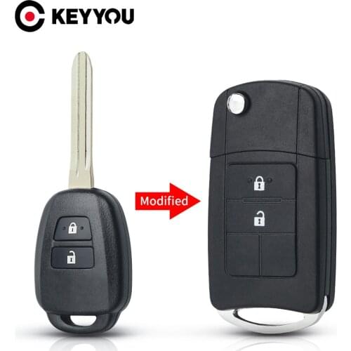 KEYYOU For Toyota Camry Prius 2012 2013 2014 2015 2016 2017 Corolla RAV4 Modified Remote Car Key Shell Case TOY43 Blade 2 Button