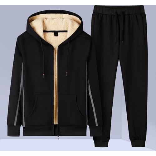 Mens Suits With Pants Autumn Winter Big Sizes Warm Tracksuit Sportswear Mens Running Sweatsuit Set 4XL Jogger Male Hoodies Coat