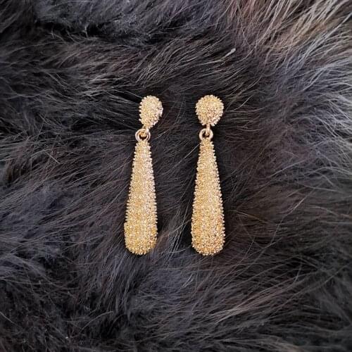 Original Fashion Bohemian Water Drop Long Earrings Gold Minimalist Female Wedding Earrings Jewelry Gift