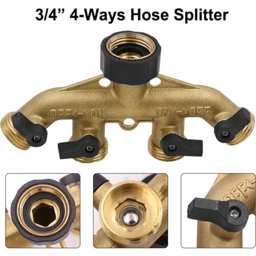 Garden Hose Splitter 1PC 3/4" 4-Way Brass Plastic Watering Connector Distributor For Outdoor Tap and Faucet Watering Irrigation