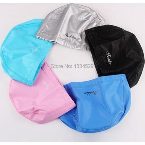 Free size Waterproof PU Fabric Swim Cap Protect Ears Long Hair Sports Swimming Cap For Men &Women Adults