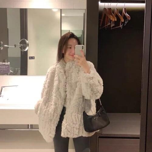 Women 2020 Winter Faux Fur Coat Female Casual Fashion Loose Furry Thick Long Sleeve Warm Faux Rabbit Fur Jacket Outerwear B46