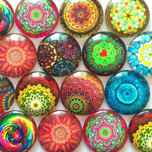 ZEROUP Glass Cabochon Mixed Patterns Round Photo Fit Cameo Base Setting Supplies for Jewelry Accessories TP-527