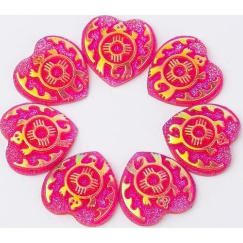 Taidian flatback resin Heart Turtle Rhinestone Cabochon For Beaded Earring 25MM 50 Pieces/bag