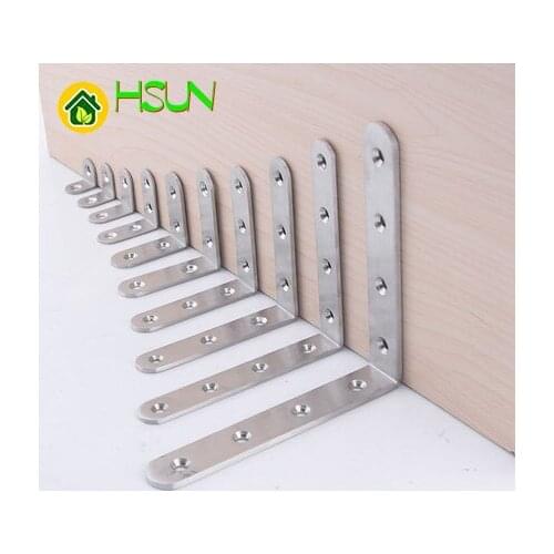 2pcs Stainless steel corner code right angle iron shelf bracket support furniture connection 90 degree l-shaped board drag