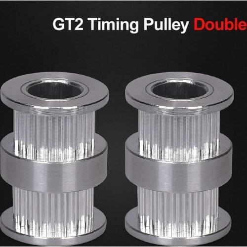 High Quality GT2 Timing Pulley Double 20 Teeth Round Headed Synchronous Wheel Gear 20 teeth Bore 5/8mmFor Belt 3D Printer Parts
