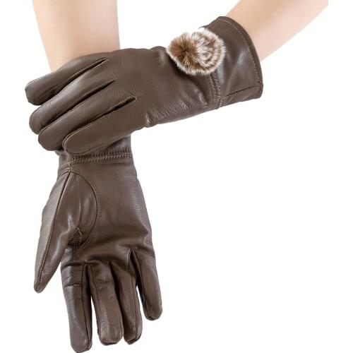 Maylofuer Real natural rabbit fur womens gloves,sheepskin womens winter gloves genuine leather gloves high grade gloves