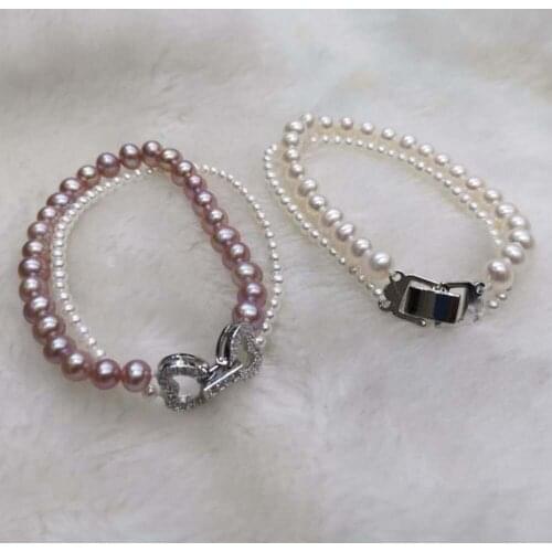 New fine pearl women jewelry 2rows freshwater pearls bracelet two style option