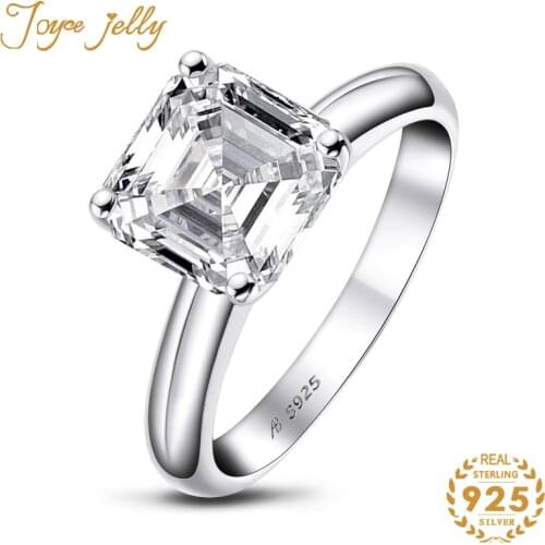 JoyceJelly Classic Sterling Silver 925 Jewelry 3ct Wedding Ring For Women S925 Square 9*9mm SONA Stone Simple Design Size4-10