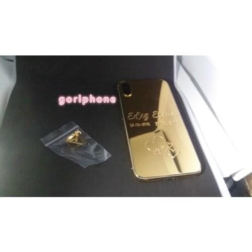 Gold 24ct gold plated Phone housing replacement middle frame For Phone X Back Cover ,can be customized request logo at back