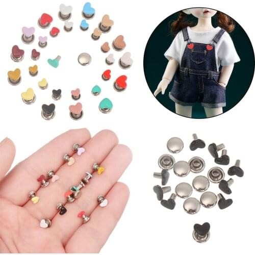 10/20pcs 6mm Mini Mushroom Spikes Buttons Metal Heart Buckle Rivet DIY Doll Belt Buckles Bag Shoes Clothes Sewing Accessory