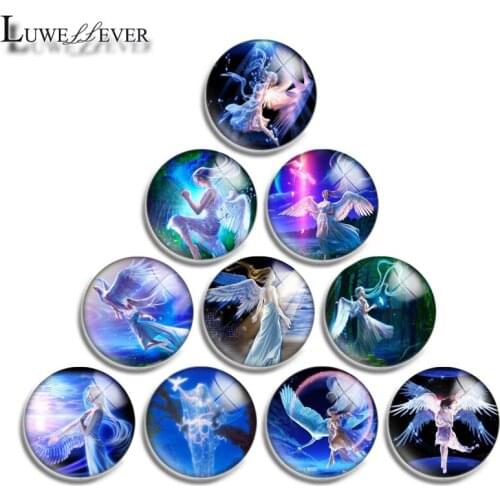 12mm 14mm 16mm 20mm 25mm 30mm 416 Angel Mix Round Glass Cabochon Jewelry Finding 18mm Snap Button Charm Bracelet