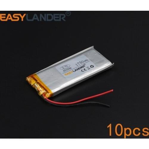 10pcs/Lot 1750mAh Rechargeable li Polymer Li-ion Battery For electronic part DIY lighting Oticon Streamer GPS MP5 653569