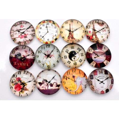 Hot Sale 10pcs 20mm Mixed Handmade Photo Glass Cabochons (Clock series)