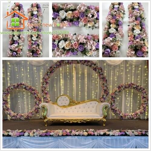 3D Artificial arch Flower Runner Rose New Hydrangea Peony Wisteria Wedding Road Lead Flowers panel DIY