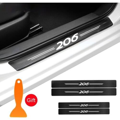 4X Car Styling Door Sill Protector Carbon Fiber Stickers For Peugeot 308 307 206 408 sw 2020 2019 2018 2017 Styling Accessories