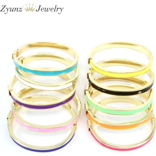 5PCS, Colorful Enamel Bangles Bracelets for Women Party Fashion Gold Geometric Bangles Charm Pulseras Braided Party Jewelry