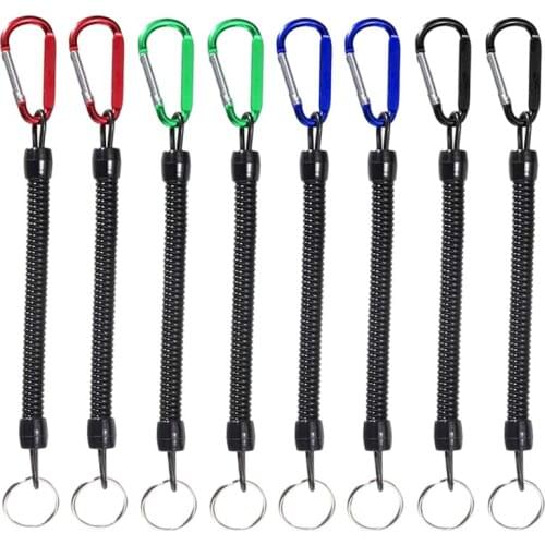 8 Pcs Fishing Lanyards Multicolor Fishing Ropes Boating Secure Retractable Coiled Tether with Carabiner Fishing Tool