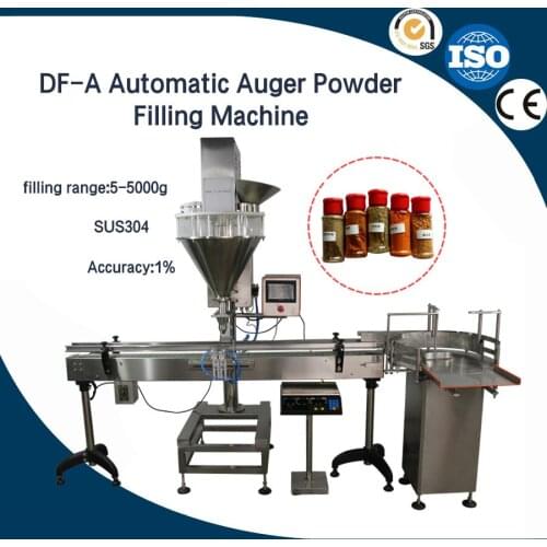 Automatic Auger Powder Filling Machine with 2meter conveyor For Flour and chilli spice powder filling with powder feeder (DF-A)