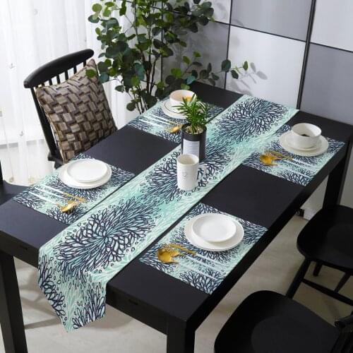 Flower Pattern Table Runner and Placemat Set Table Flag Table Runners Bed Banner for Home Party Wedding Decoration