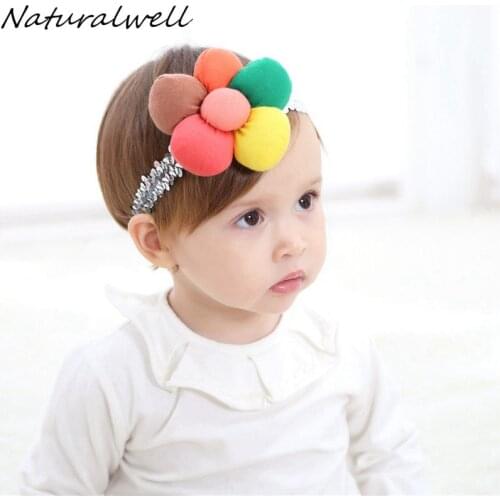 Naturalwell Baby Colorful rainbow flower headband Newborn Toddler girls photo prop baby stretch elastic hairband headbands HB050