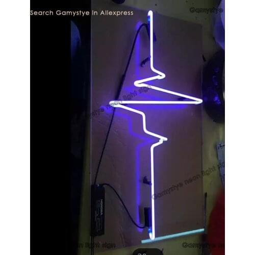 Electrocardiogram lightning Blue Neon light sign aesthetic Wall room decor Cute decoration teenager led indie
