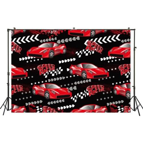 HUAYI Photo Background Newborns Baby Shower Birthday Photography Backdrops Racing car Custom Studio Photobooth Backdrop XT-7749