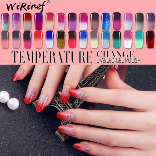 WiRinef 8ml Temperature Color Changing Gel Nail Polish Long Lasting Soak Off UV Chameleon Thermal Gel Nail Art Varnish