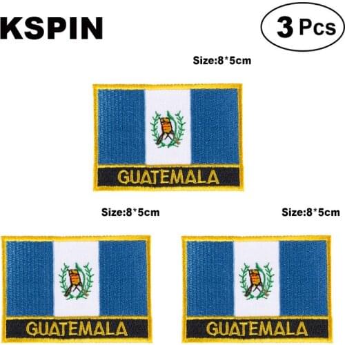 Guatemala Rectangular Shape Flag patches embroidered flag patches national flag patches for clothing DIY Decoration
