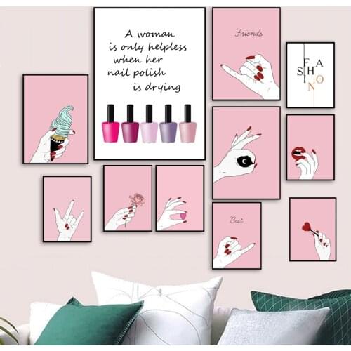 Canvas Painting Nordic Style Makeup Nail Polish Manicures Minimalist Abstract Wall Art Posters And Prints Modern For Room Decor
