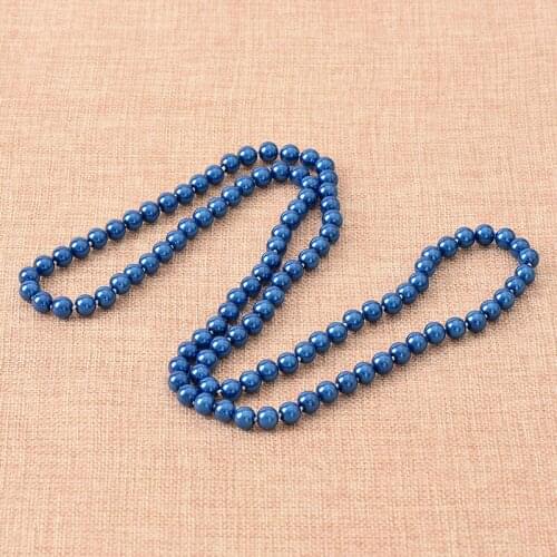 Round Dark Blue Pearls Long Necklace Making For DIY Imitation Pearls Chain Necklace 8mm Size For Ladies Wholesale 36inch H861