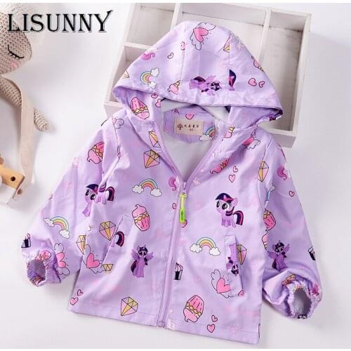 Spring Autumn 2021 Children Coat Baby Girls Cartoon Hooded Windbreaker Jacket Kids Zipper Cardigan Outdoor Toddler Jacket 1-6y