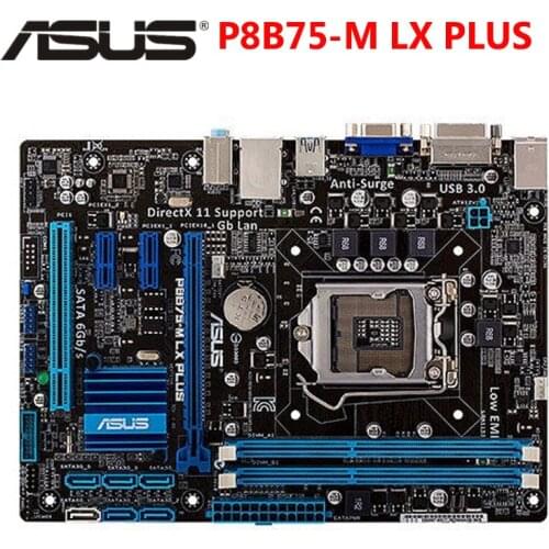 LGA 1155 ASUS P8B75-M LX Original ASUS P8 B75 M LX PLUS motherboard Socket Micro ATX SATAIII DDR3 USB 3.0 Desktop Mainboard Used