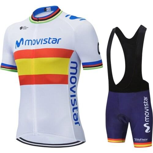 2021 New Breathable Anti-UV Summer Movistar Team Cycling Jersey Set Breathable Sport Mtb Bicycle Jerseys Mens Cycling Clothing