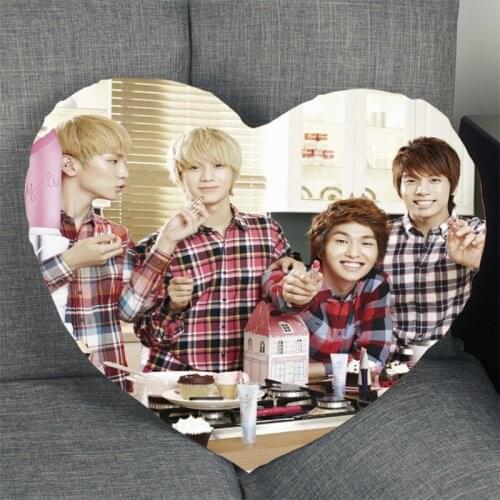 New Arrival SHINee Kpop Pillowcase Heart Shape Satin Fabric Pillow Cover For Home Bedroom Wedding Decorate Pillow Cases