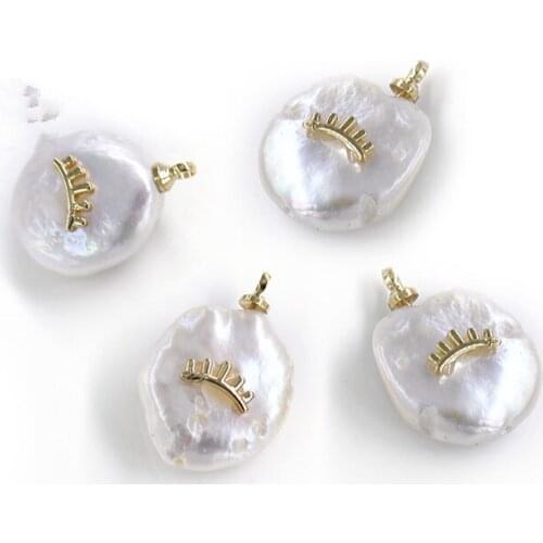 ONE PIECE freshwater pearl white flat barouqe pendant coin shape wholesale nature FPPJ loose beads