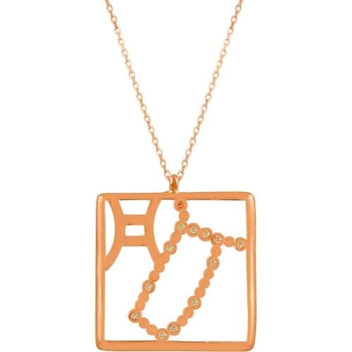 Gemini Necklace Zodiac Necklace Horoscope Necklace Gemini Symbol Necklace 925 Sterling Silver Rose Gold Star Sign Cz Diamond