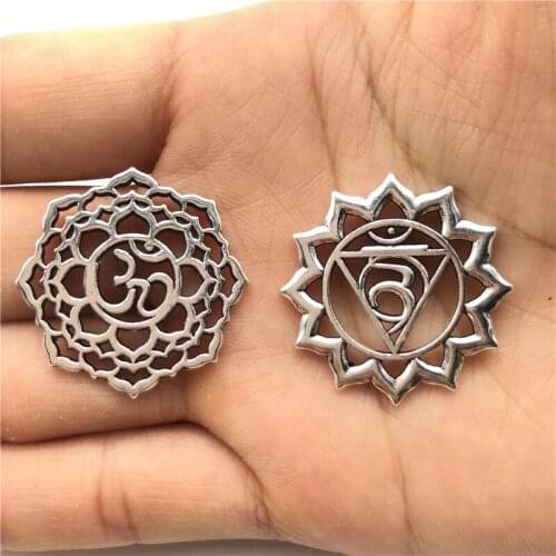 10 PCS charm Yoga logo sunflower connector for jewelry making antique silver DIY key chain necklace accessories