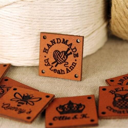 Custom Leather Labels - Personalized Leather Labels - Handmade tags - Labels for knitting and crocheting