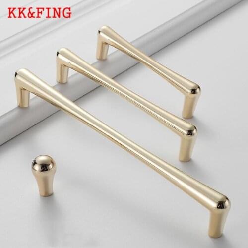 KK&FING Nordic Light Luxury Gold Zinc Alloy Door Handle Kitchen Cupboard Wardrobe Pulls Door Knobs Furniture Handle Hardware