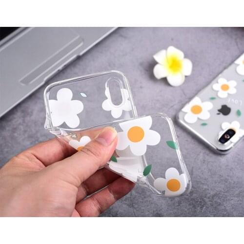 Luxury White Feverfew Flower Love Soft TPU Case Cover For iPhone X 8 7 Plus 6 6s Phone Cover