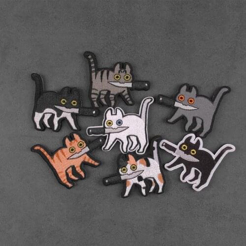 Kitten Series Biting Knife Morale Badge Cute Pet Animal Magic Sticker Tactical Armband Clothes Backpack Applique