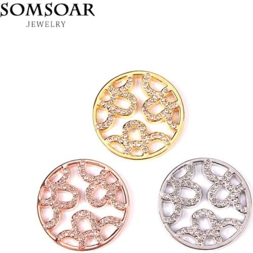 Somsoar Jewelry 33MM Crystal Flower Coin Fit 35MM My Coin Holder Munthouder Frame Pendant 10pcs/lot