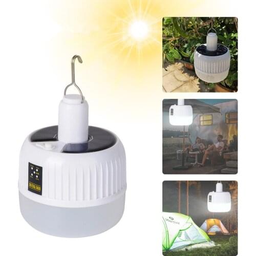 LED Solar Camping Bulb IP65 Waterproof Outdoor Lamp Portable Emergency USB Charging Bulb