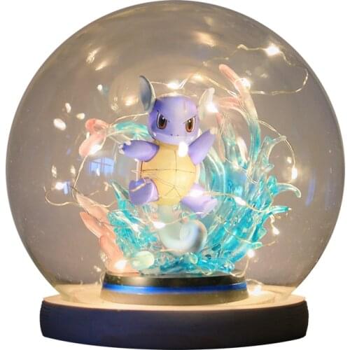 Pokemon Scene Hand-made Luminous Lampshade Dust Cover GK Model Decoration Pikachu Squirtle Birthday Gift Action Figures