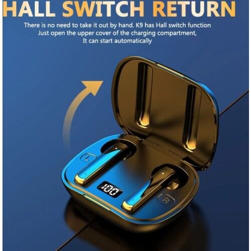 UPSLON K9 TWS True Wireless Headphones LED Digital Display Sport Earbuds Stereo Bass Headphone Earphone For Sport Easy Carry