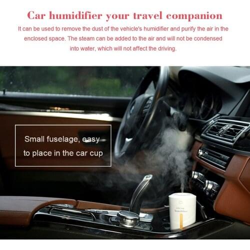 USB Ultrasonic Home Office Car Humidifier Air Diffuser Purifier Atomizer W LED Gray